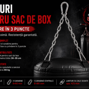 Set lanturi si carabine pentru sac de box cu prindere in 3 puncte