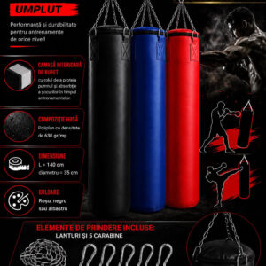 Sac de box EvoGym ART 140 x 35 cm umplut