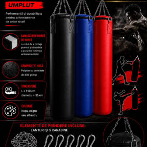 Sac de box EvoGym ART 150 x 35 cm umplut