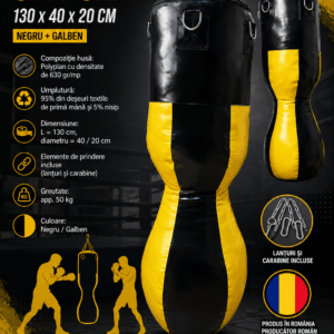 Sac de box Clepsidra EvoGym ART 130 x 40 x 20 cm Negru+Galben