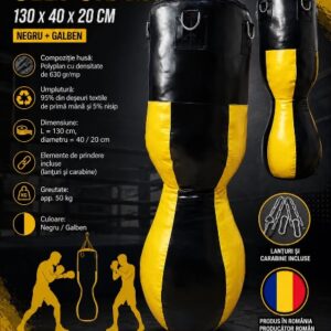 Sac de box Clepsidra EvoGym ART 130 x 40 x 20 cm Negru+Galben