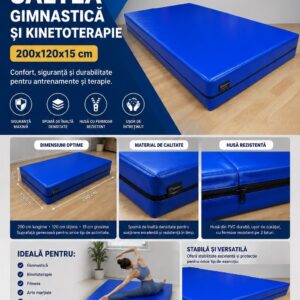 Saltea gimnastica 200x120x15 cm cu husa din pvc