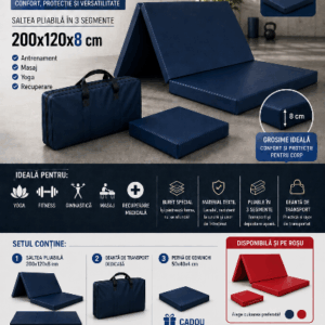 Set saltea yumeiho 200x120x8 cm bleumarin