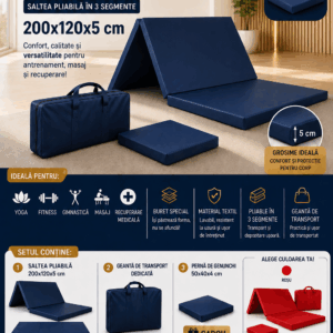 Set saltea yumeiho 200x120x5 cm bleumarin
