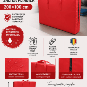 Geanta de transport saltea pliabila 200×100 cm rosie