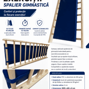 Saltea exercitii spalier gimnastica 200x60x4 cm albastru