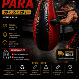 Sac de box para EvoGym ART 80x35x20 cm Negru cu Rosu umplut