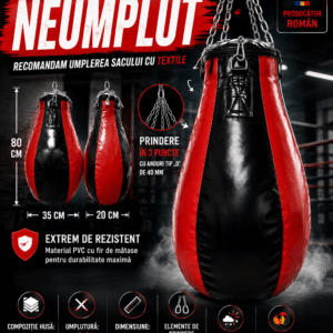 Sac de box para EvoGym ART 80x35x20 cm Negru cu Rosu neumplut