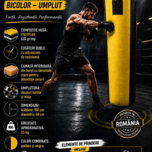 Sac de box 150x40 cm bicolor - umplut