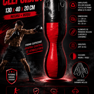 Sac de box Clepsidra EvoGym ART 130 x 40 x 20 cm Negru+Rosu